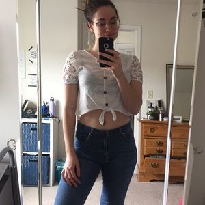 White crop cropped top